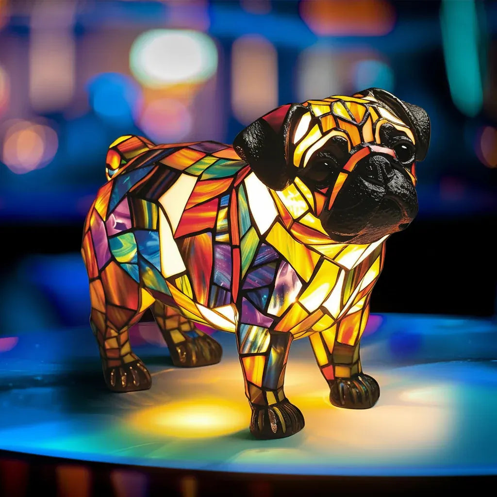 Decorative Resin Dog Figurine Table Lamp with Accent Light