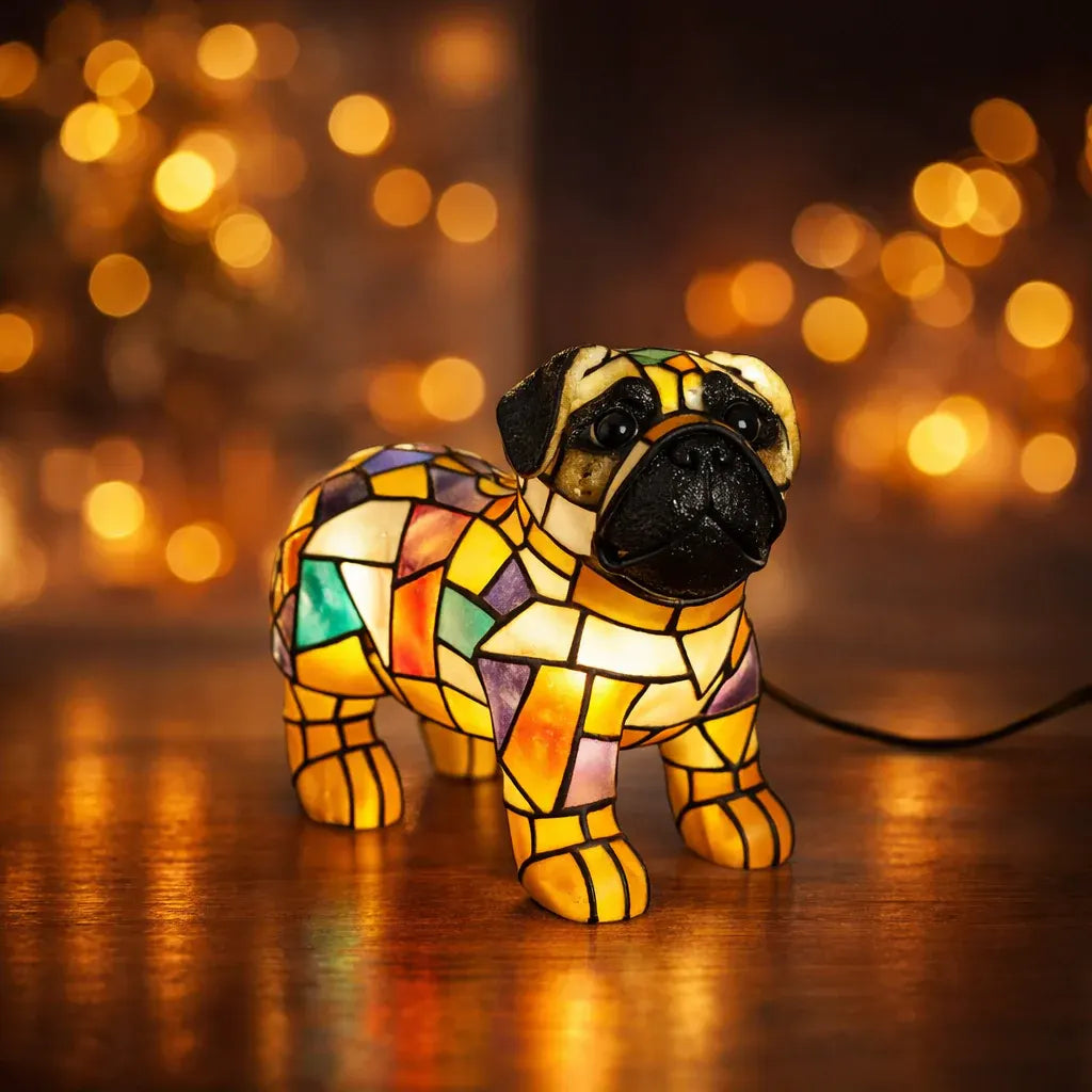 Decorative Resin Dog Figurine Table Lamp with Accent Light