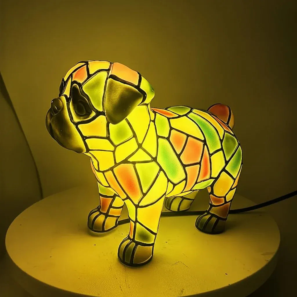Decorative Resin Dog Figurine Table Lamp with Accent Light