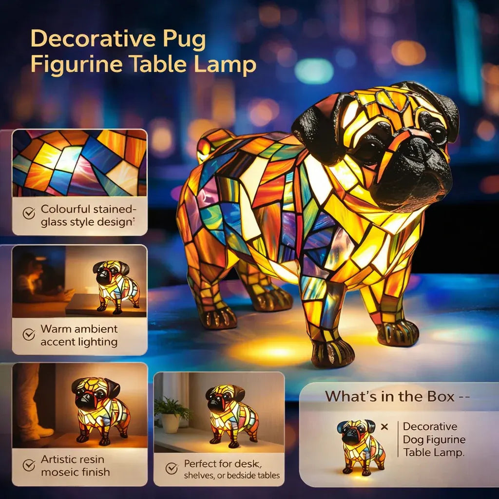 Decorative Resin Dog Figurine Table Lamp with Accent Light