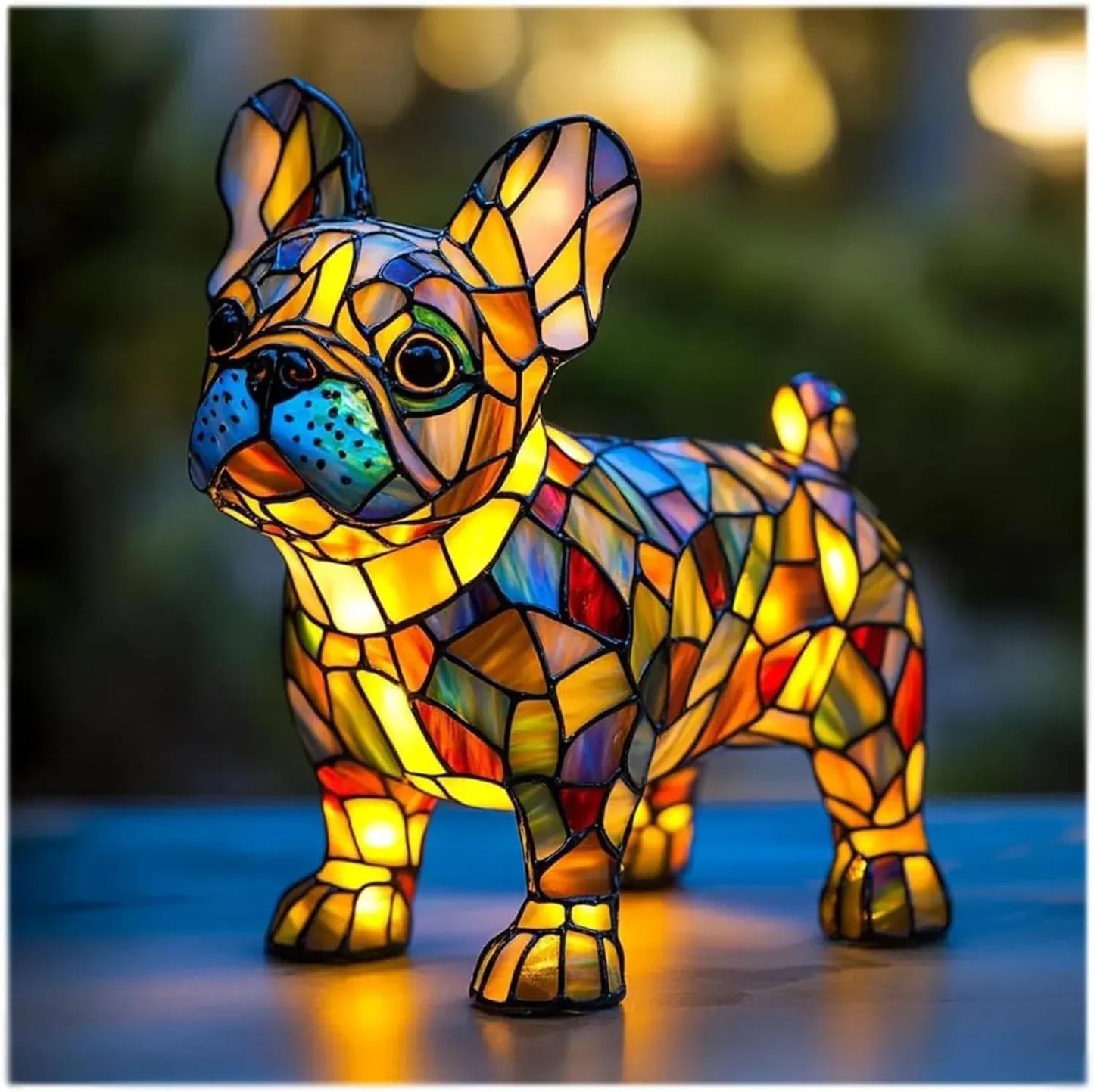 Decorative Resin Dog Figurine Table Lamp with Accent Light