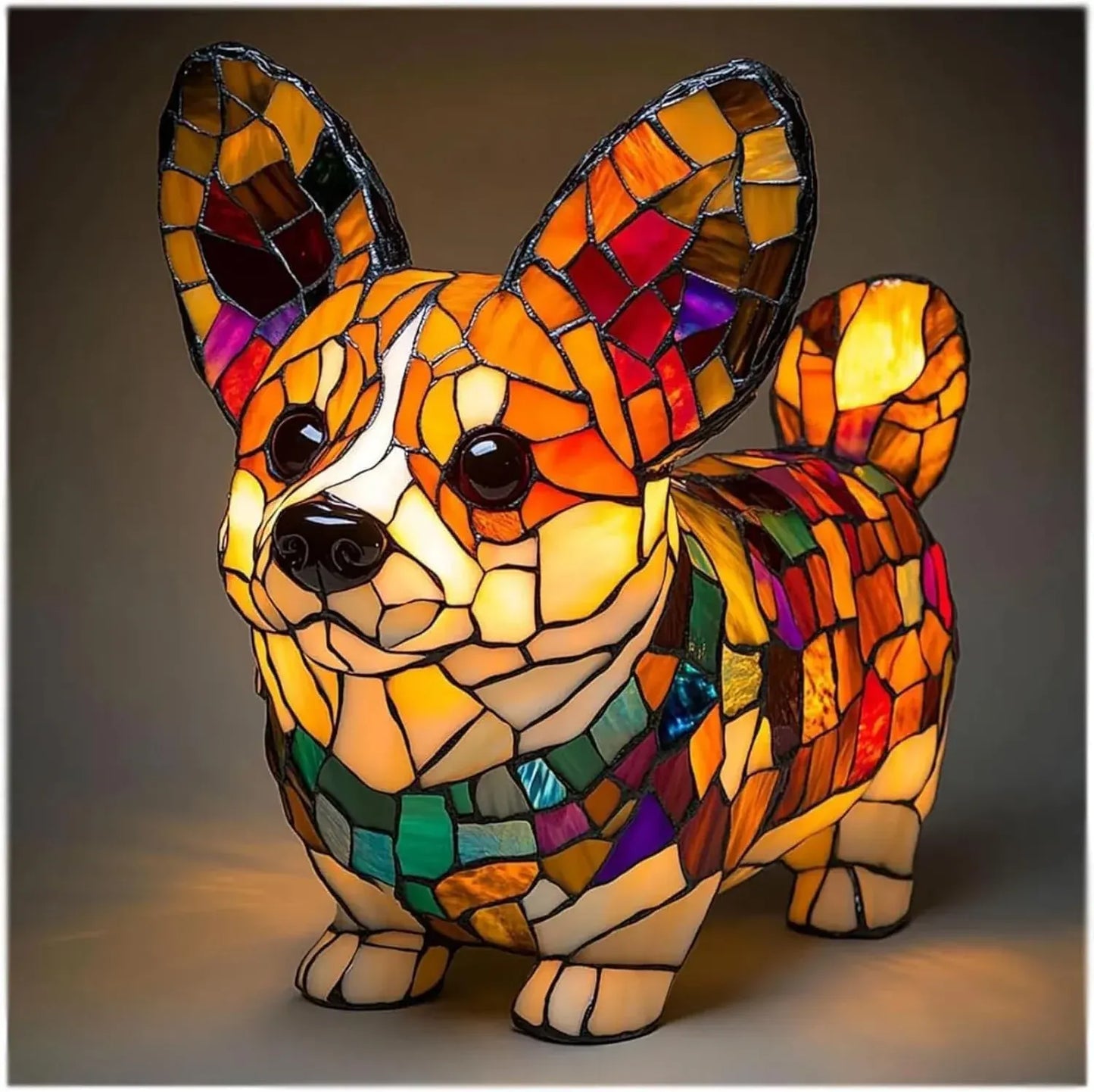 Decorative Resin Dog Figurine Table Lamp with Accent Light