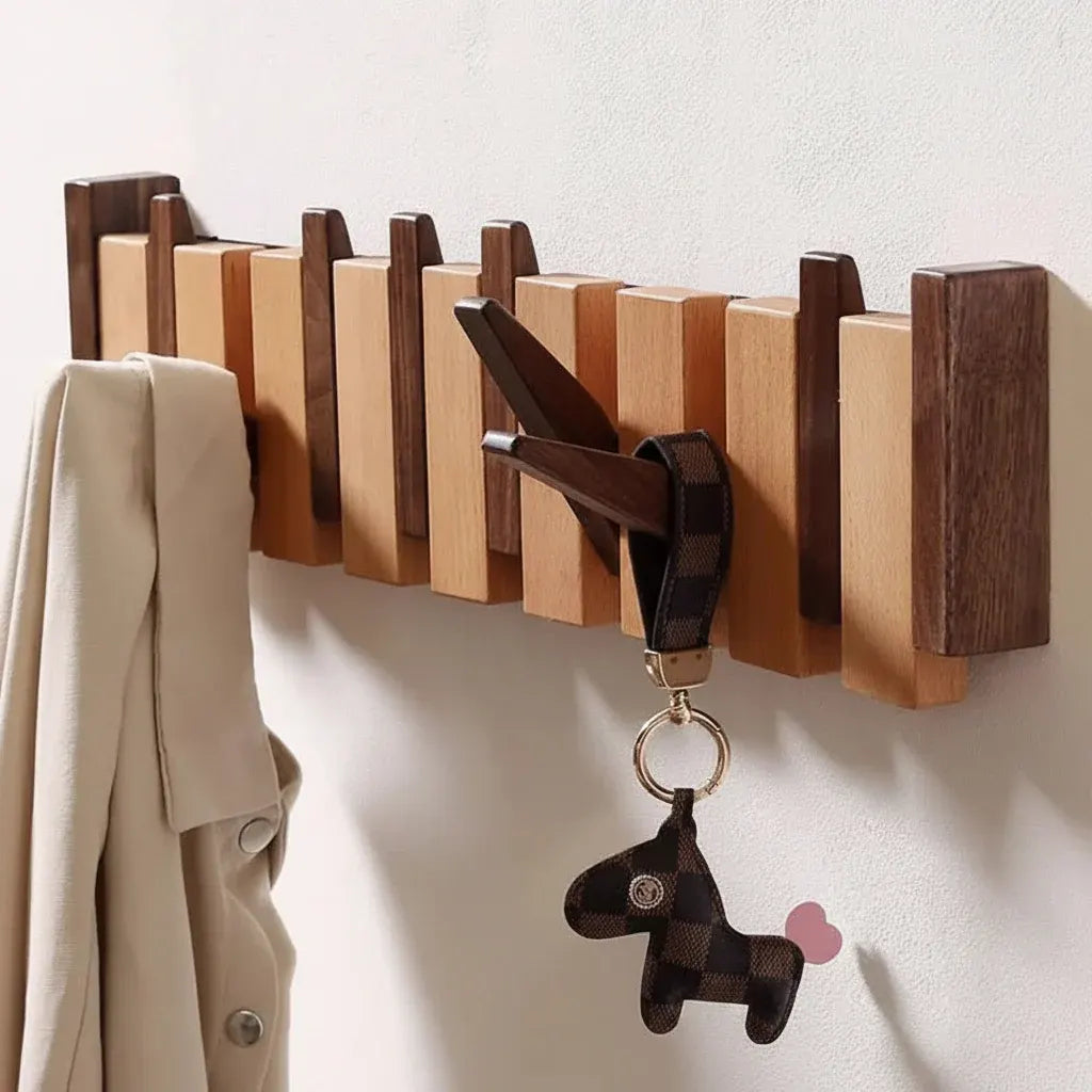 Decorative Wooden Wall-Mounted Hook Rack