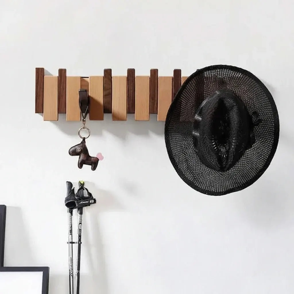 Decorative Wooden Wall-Mounted Hook Rack