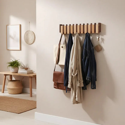 Decorative Wooden Wall-Mounted Hook Rack