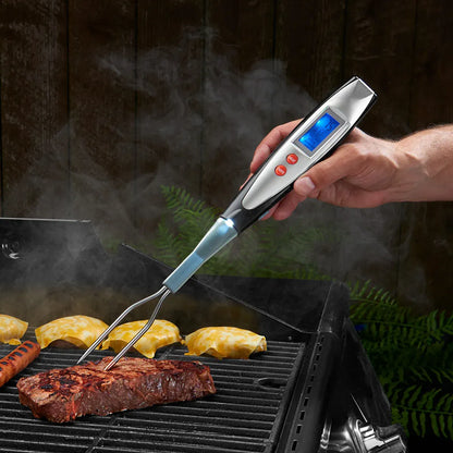 Digital Meat Thermometer Fork Stainless Steel Probe for Grilling & BBQ