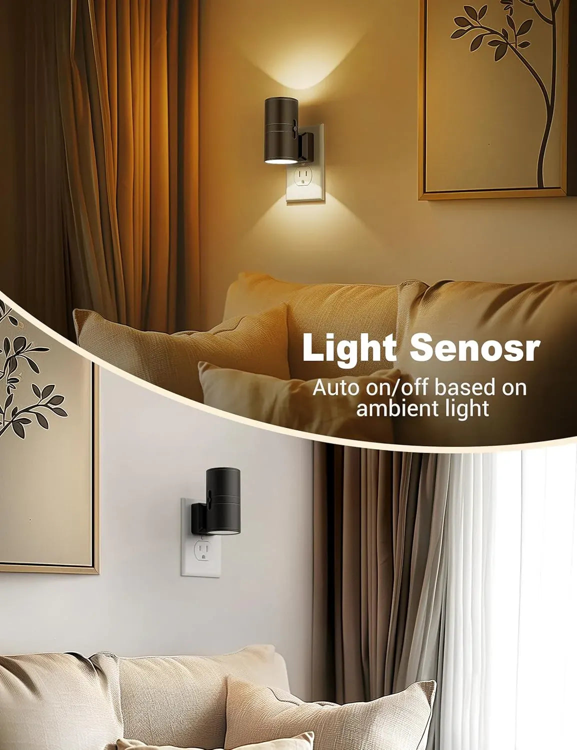 Dimmable Plug-In LED Night Light with Smart Brightness Control
