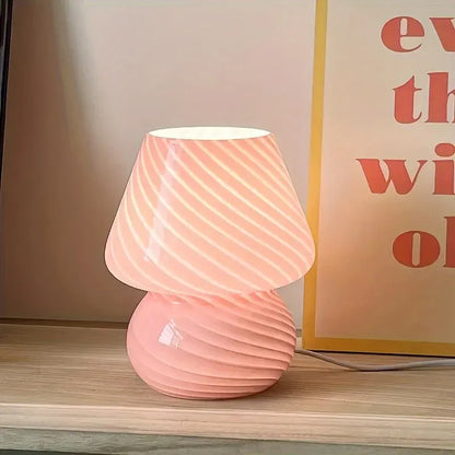 Dimmable USB Table Lamp with Murano-Style Glass Mushroom Shade