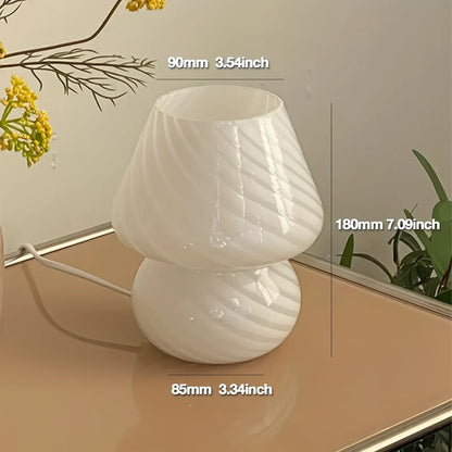 Dimmable USB Table Lamp with Murano-Style Glass Mushroom Shade