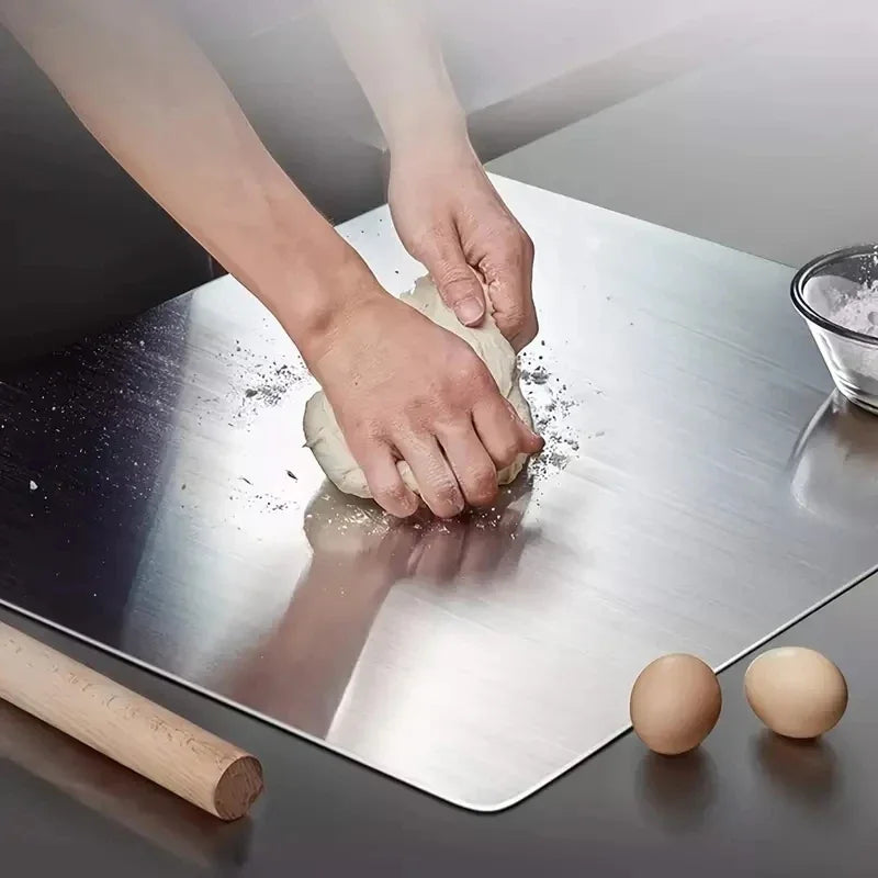 Double-Sided Stainless Steel Cutting Board – Durable Kitchen Kneading Panel Tool