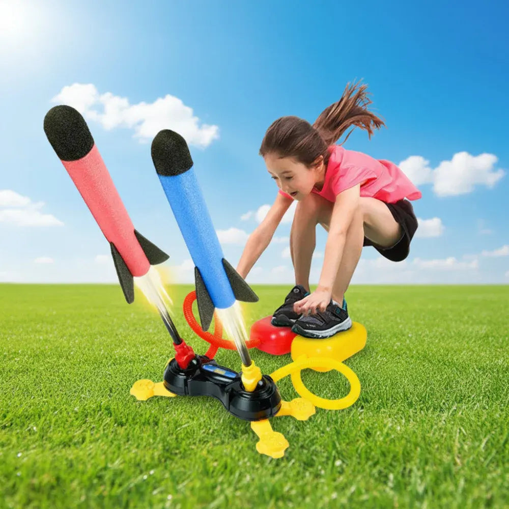 Dual-Action Air Rocket Launcher Playset for Outdoor Play