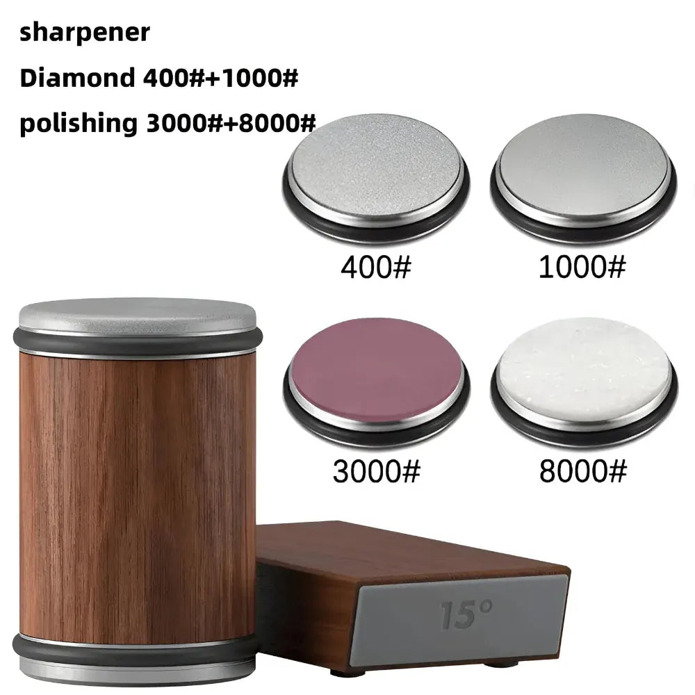 Dual-Angle Rolling Wheel Knife Sharpening Tool with Steel Edge