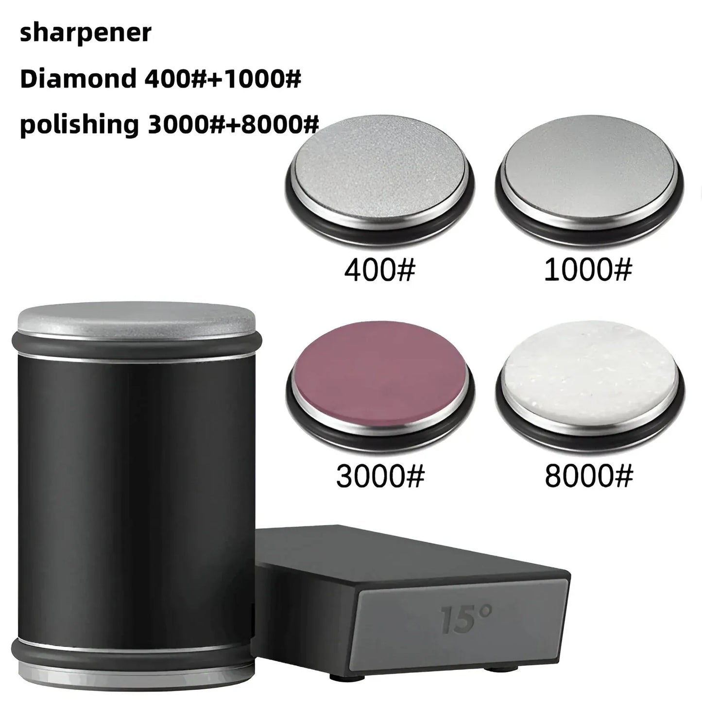 Dual-Angle Rolling Wheel Knife Sharpening Tool with Steel Edge