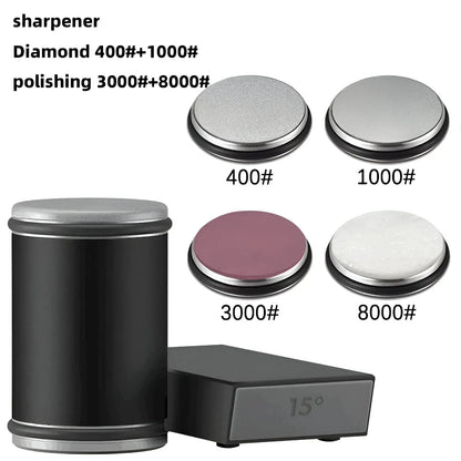 Dual-Angle Rolling Wheel Knife Sharpening Tool with Steel Edge
