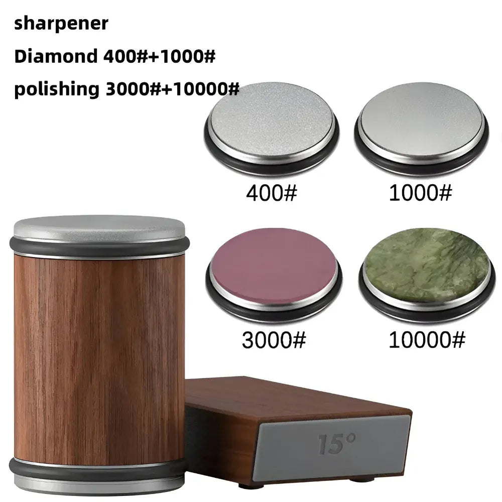 Dual-Angle Rolling Wheel Knife Sharpening Tool with Steel Edge