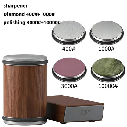 Dual-Angle Rolling Wheel Knife Sharpening Tool with Steel Edge
