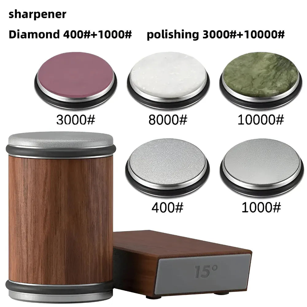 Dual-Angle Rolling Wheel Knife Sharpening Tool with Steel Edge