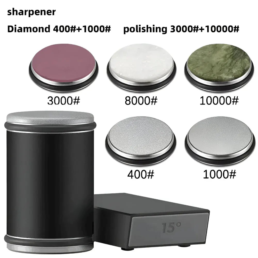 Dual-Angle Rolling Wheel Knife Sharpening Tool with Steel Edge