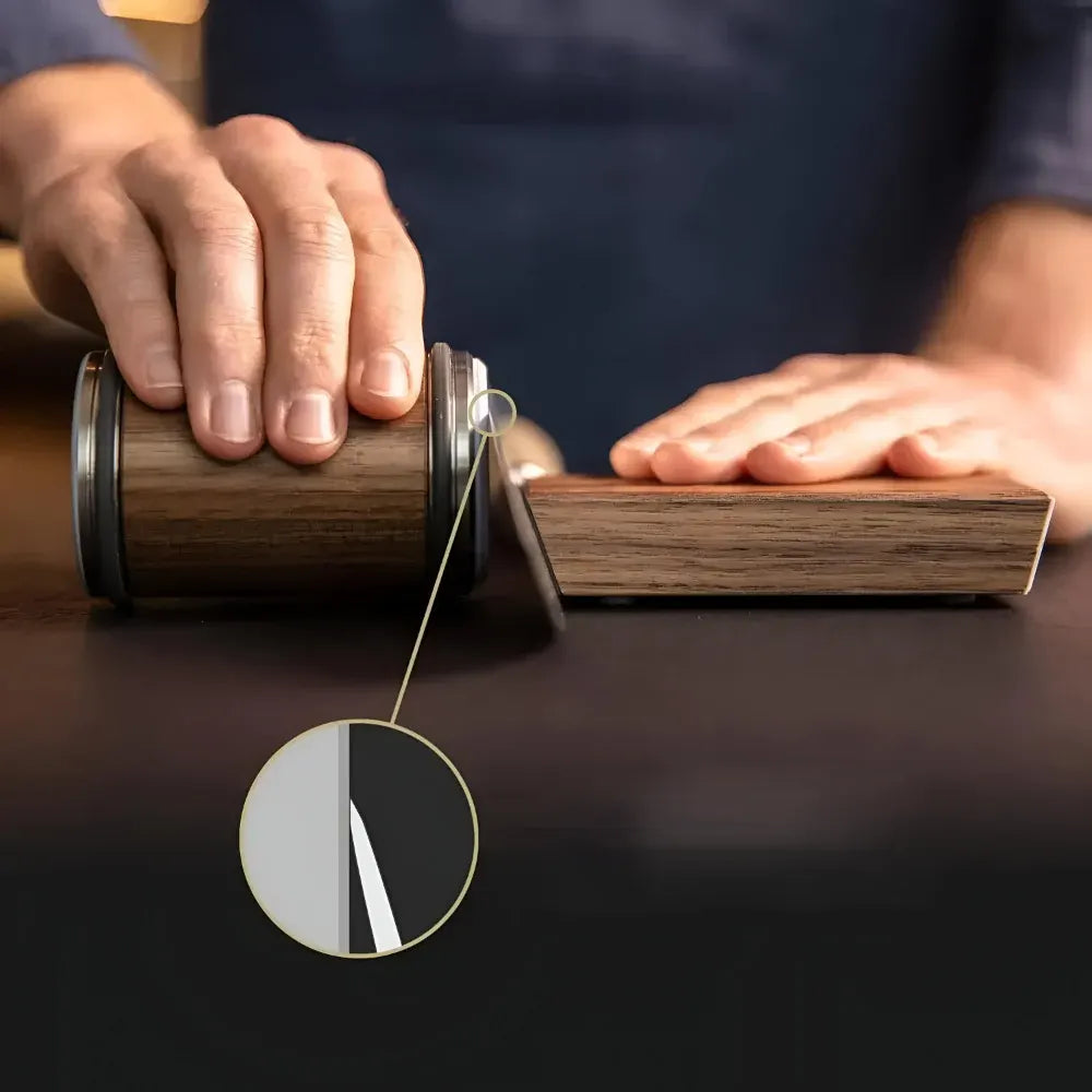Dual-Angle Rolling Wheel Knife Sharpening Tool with Steel Edge