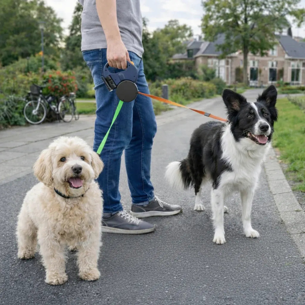Dual-Dog Retractable Leash Tangle-Free Walking Lead
