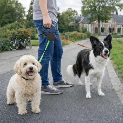 Dual-Dog Retractable Leash Tangle-Free Walking Lead