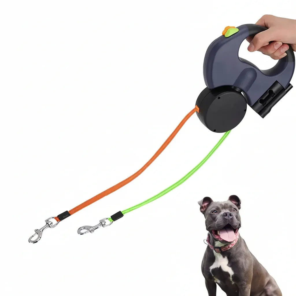 Dual-Dog Retractable Leash Tangle-Free Walking Lead