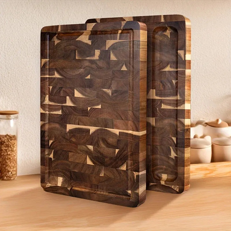 Durable End Grain Acacia Wood Chopping Block Kitchen Cutting Board