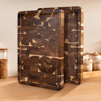 Durable End Grain Acacia Wood Chopping Block Kitchen Cutting Board