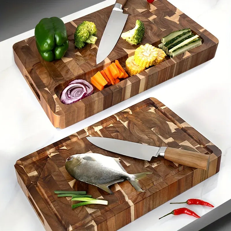 Durable End Grain Acacia Wood Chopping Block Kitchen Cutting Board
