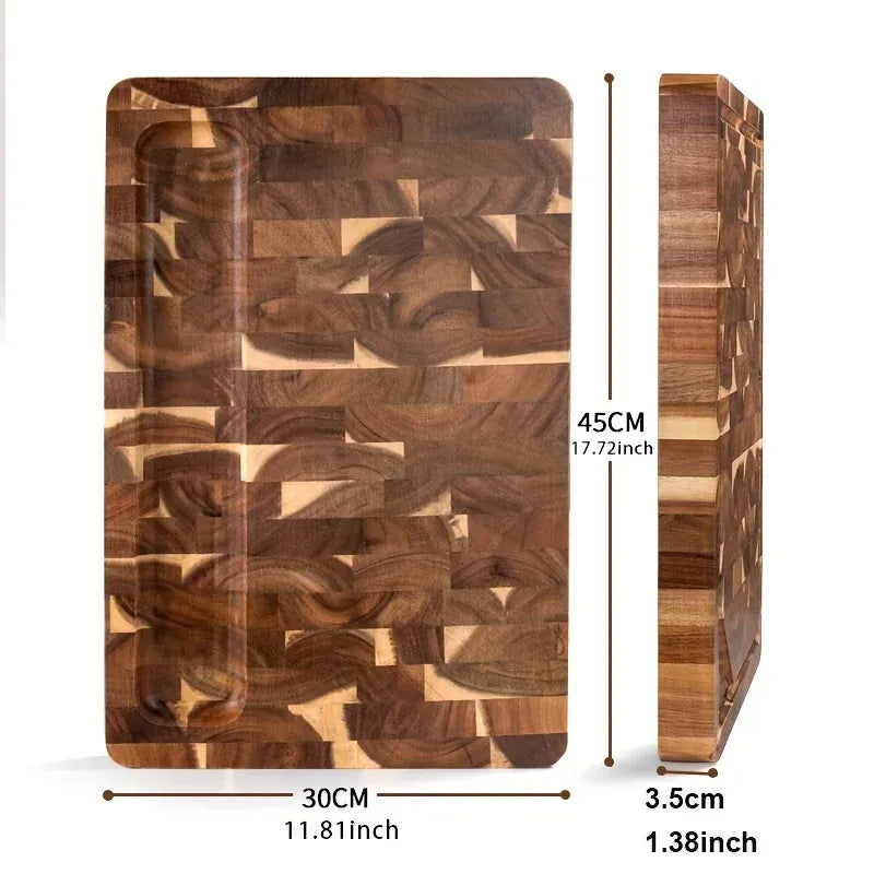 Durable End Grain Acacia Wood Chopping Block Kitchen Cutting Board
