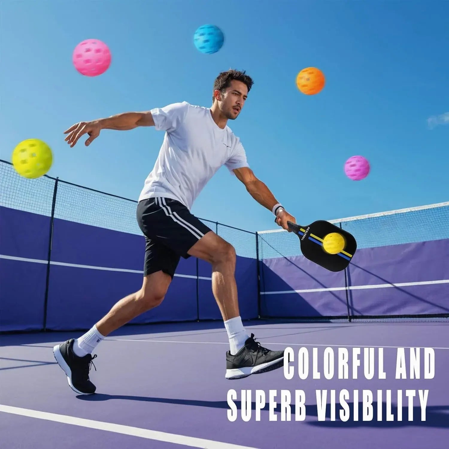 Durable High-Visibility Outdoor Pickleball Set of 6