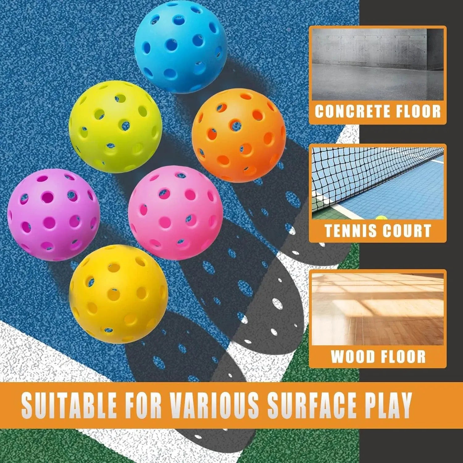Durable High-Visibility Outdoor Pickleball Set of 6