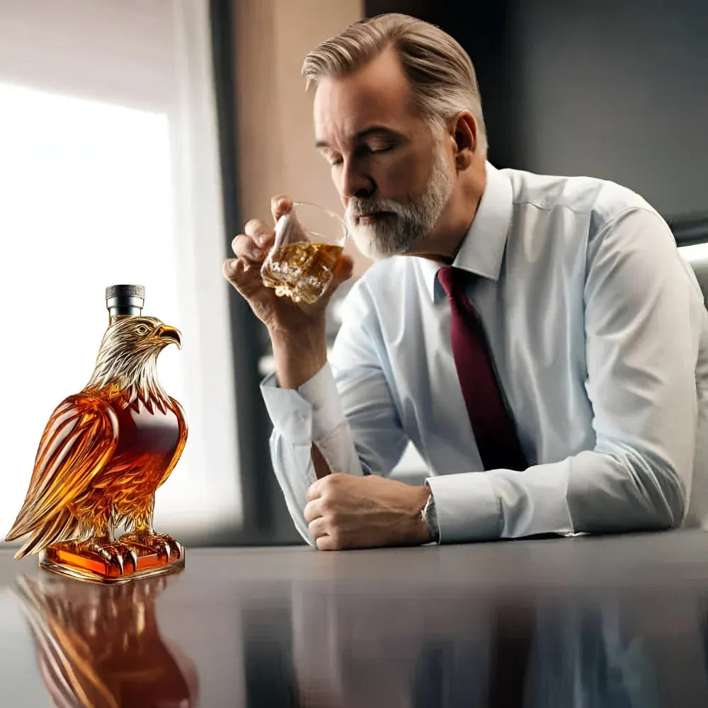 Eagle Design Glass Whiskey Decanter for Decorative Bar Display