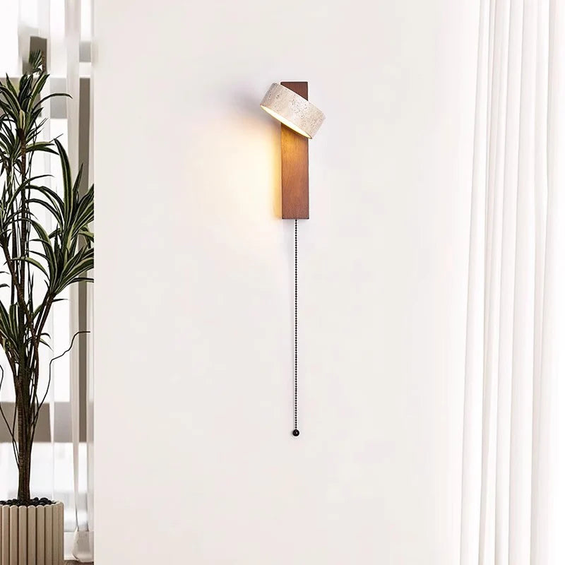 Éclat Wall Sconce | French Wabi-Sabi Bedside Light with Pull Chain Switch