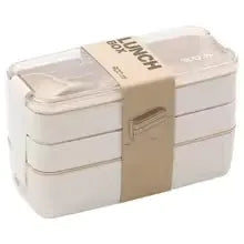 Eco-Friendly 3-Tier Wheat Straw Bento Lunch Box - 900ml Stackable Container