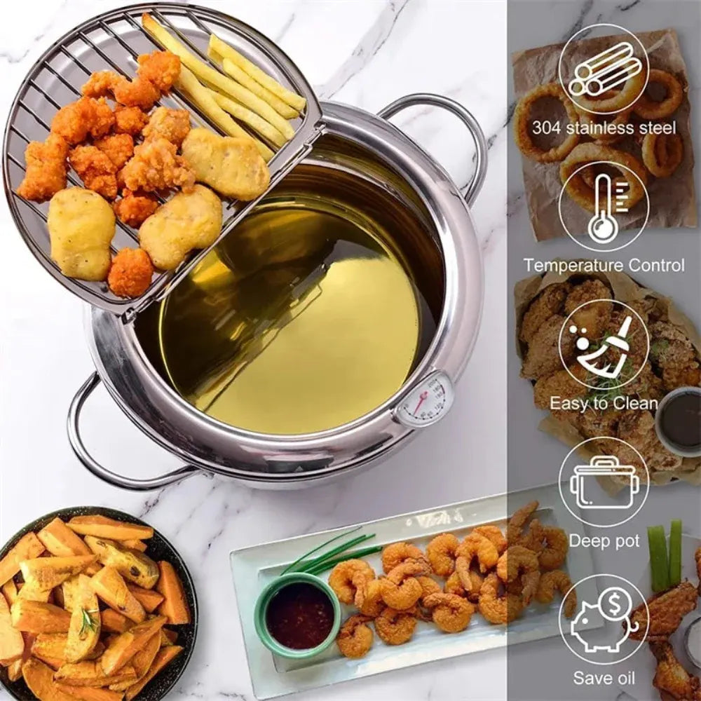 Electric Deep Fryer with Adjustable Temperature Control for Kitchen Cooking