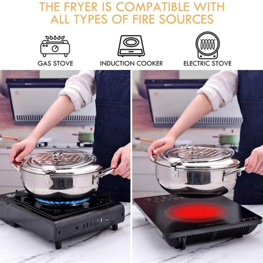 Electric Deep Fryer with Adjustable Temperature Control for Kitchen Cooking