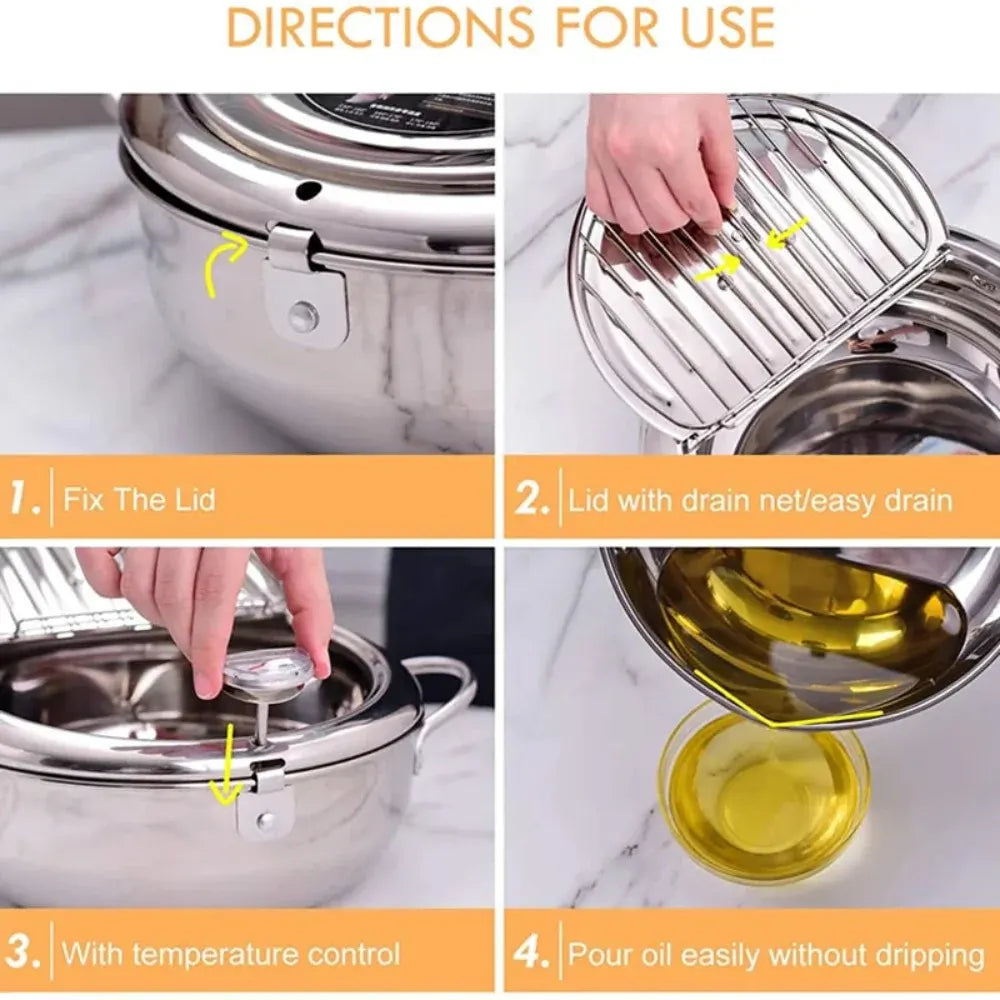 Electric Deep Fryer with Adjustable Temperature Control for Kitchen Cooking
