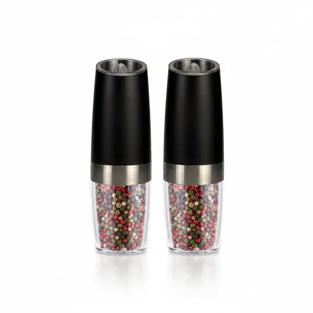 Electric Gravity Salt & Pepper Grinder Set with Adjustable Coarseness