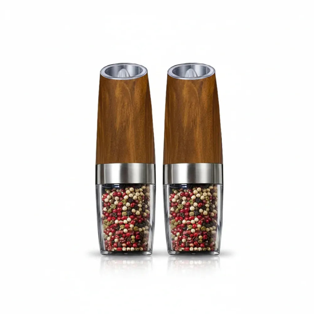 Electric Gravity Salt & Pepper Grinder Set with Adjustable Coarseness