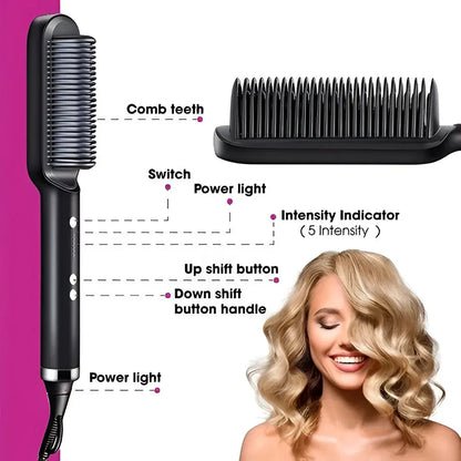 Electric Heated Hair Straightening Brush Comb Styler