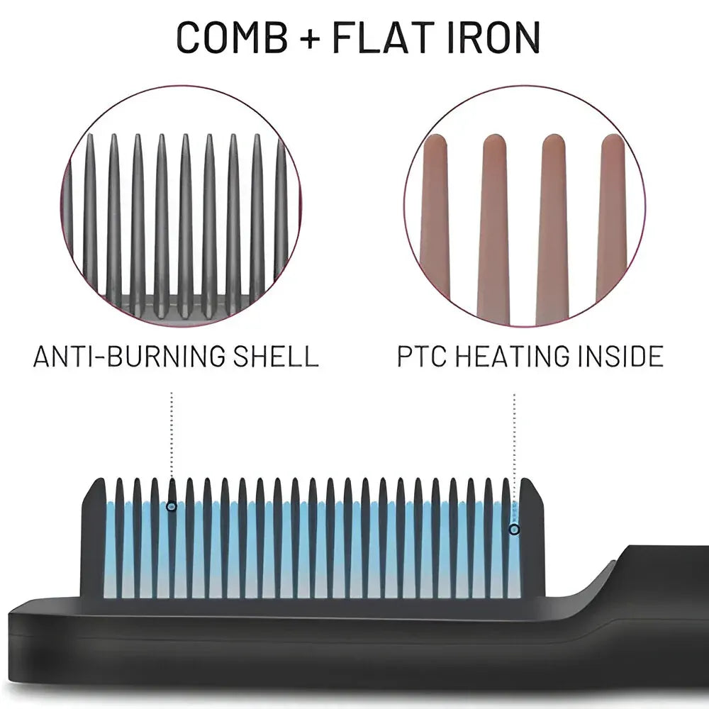 Electric Heated Hair Straightening Brush Comb Styler
