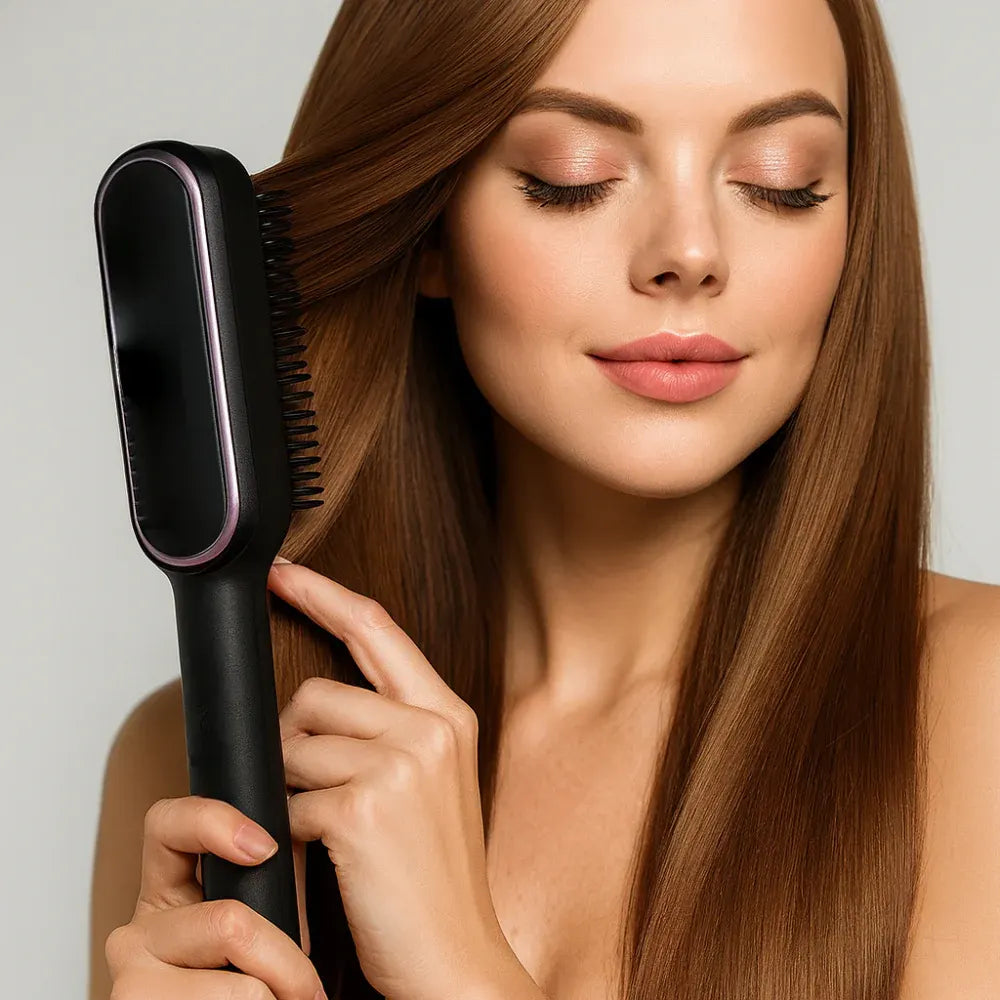 Electric Heated Hair Straightening Brush Comb Styler