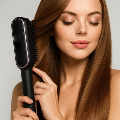 Electric Heated Hair Straightening Brush Comb Styler