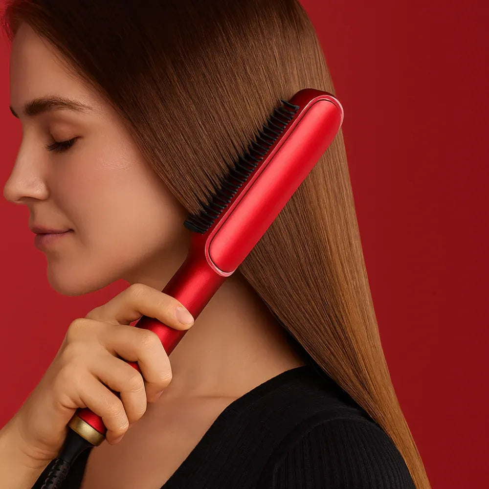 Electric Heated Hair Straightening Brush Comb Styler