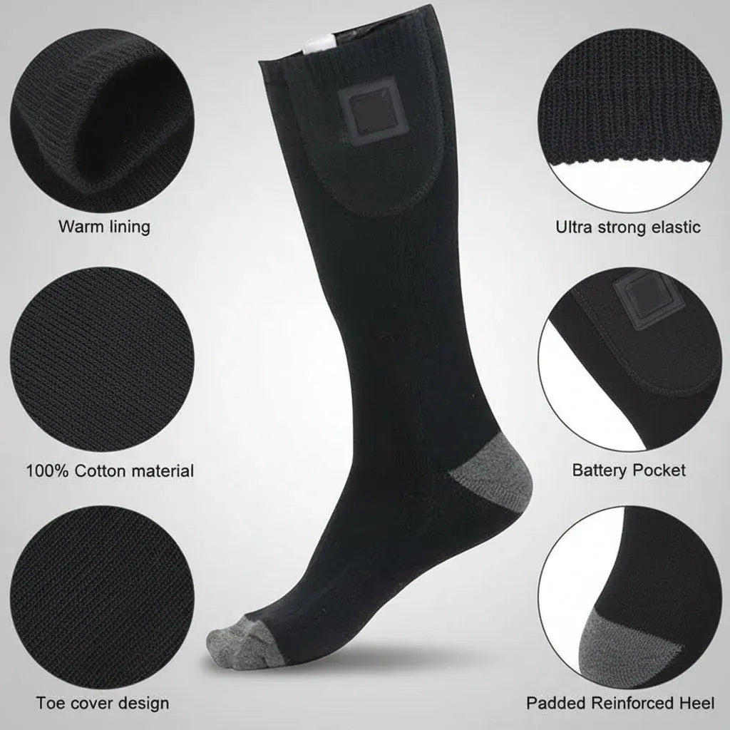 Electric Heated Thermal Socks for Winter Outdoor Foot Warmth