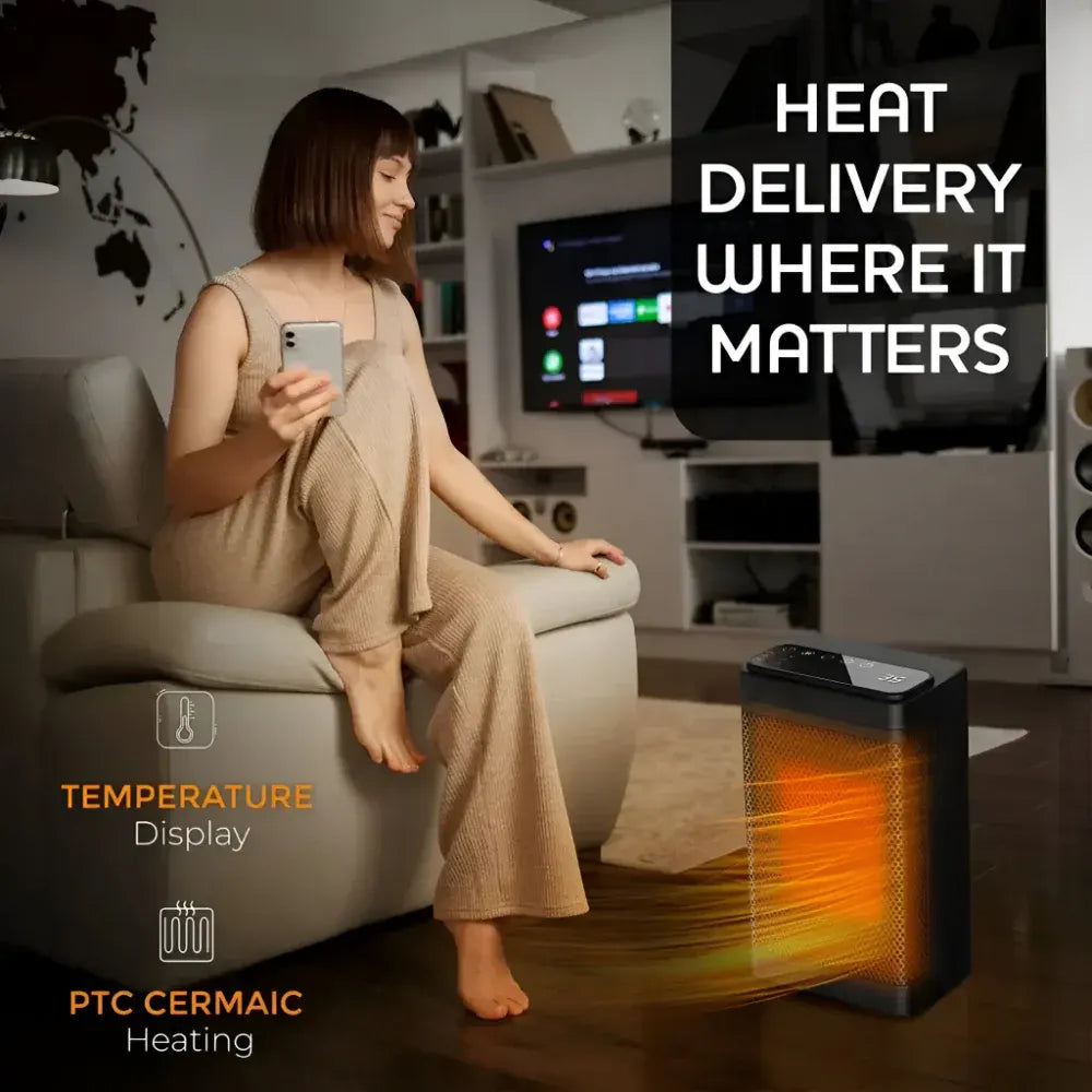 Electric Indoor Space Heater with Thermostat and Oscillating Timer