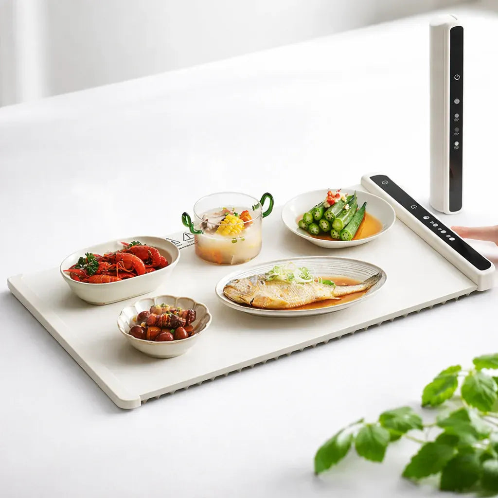 Electric Tabletop Food Warming Mat with Heat-Resistant Serving Surface