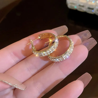 Elegant Gold Crystal Hoop Earrings – Mother's Day Jewelry Gift