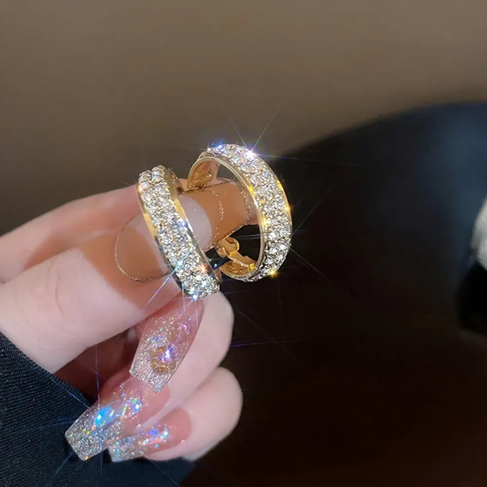 Elegant Gold Crystal Hoop Earrings – Mother's Day Jewelry Gift
